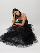 Luxurious Embroidered Ruffle Long Flared Dress - THE STYIO DIVAAS